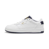 Detailed information about the product Court Classic Lux Unisex Sneakers in White/Navy/Gold, Size 4, Textile by PUMA