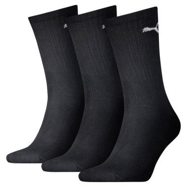 Crew Socks (3 Pairs) Unisex in Black, Size 3.5