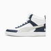 Dribble Mid Unisex Sneakers in White/Ash Gray/Navy, Size 4.5 by PUMA Shoes. Available at Puma for $130.00