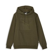 Detailed information about the product ESS Men's Fleece Embossed Hoodie in Olive Night, Size Medium by PUMA