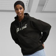 Detailed information about the product ESS+ Script Women's Hoodie in Black/White Rubber, Size Large, Cotton by PUMA