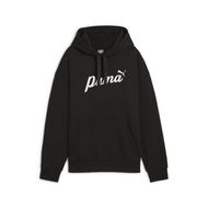 Detailed information about the product ESS+ Script Women's Hoodie in Black/White Rubber, Size XL, Cotton by PUMA