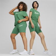 Detailed information about the product ESS+ Women's Script Short Tights in Archive Green, Size Small, Cotton/Elastane by PUMA