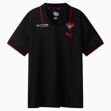 Essendon FC 2026 Men's Team Polo Top in Black/Red/Efc, Size Medium by PUMA