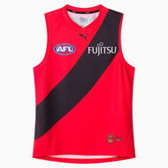 Detailed information about the product Essendon Football Club 2025 Men's Replica Away Guernsey in Black/Red/Efc, Size Small by PUMA