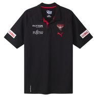 Detailed information about the product Essendon Football Club 2025 Men's Team Polo Top in Black/Red/Efc, Size Small by PUMA