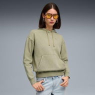 Detailed information about the product Essentials Elevated Women's Relaxed Wash Hoodie in Lux Army, Size XS, Cotton/Polyester by PUMA