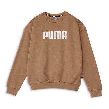 Essentials Full Length Women's Crew Neck Sweatshirt in Mocha Mousse, Size XS, Cotton/Polyester by PUMA