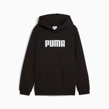 Essentials Logo Fleece Hoodie Youth in Black, Size Small, Cotton by PUMA