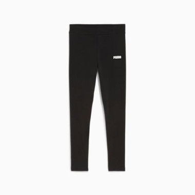 Essentials Logo Leggings Youth in Black, Size Large, Cotton/Elastane by PUMA