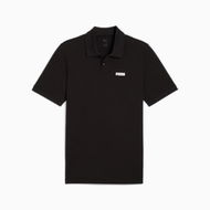 Detailed information about the product ESSENTIALS Men's Small Logo Pique Polo Top in Black, Cotton/Elastane by PUMA