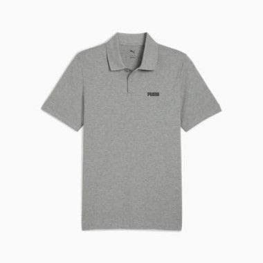 ESSENTIALS Men's Small Logo Pique Polo Top in Medium Gray Heather, Size Large, Cotton/Elastane by PUMA