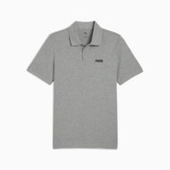 Detailed information about the product ESSENTIALS Men's Small Logo Pique Polo Top in Medium Gray Heather, Size Large, Cotton/Elastane by PUMA