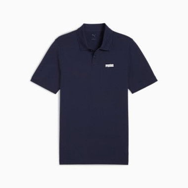 ESSENTIALS Men's Small Logo Pique Polo Top in Navy, Cotton/Elastane by PUMA
