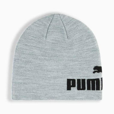 Essentials Mid Crown Cuffless Beanie in Light Gray Heather/Black, Acrylic/Polyamide/Elastane by PUMA