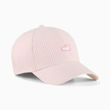 Essentials No.1 Logo Baseball Cap in Rosy Outlook/Stripe, Polyester/Cotton by PUMA