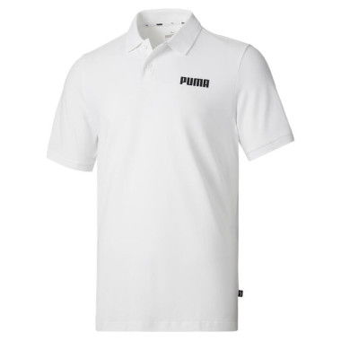 Essentials Pique Men's Polo Top in White, Size Small, Cotton/Elastane by PUMA