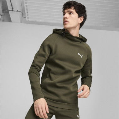 EVOSTRIPE Men's Hoodie in Dark Olive, Size Medium, Polyester/Cotton by PUMA