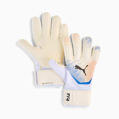 FUTURE Match NC Football Goalkeeper Gloves in White/Glowing Red/Ultra Blue, Size 7, Latex by PUMA