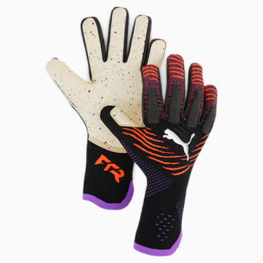 FUTURE Ultimate NC Football Goalkeeper Gloves in Black/Glowing Red/Purple Glimmer, Size 7, Latex by PUMA