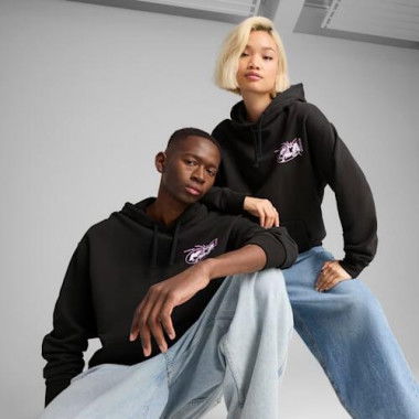 FUTURE.PUMA.ARCHIVE Unisex Relaxed Graphic Hoodie in Black, Size XL, Cotton