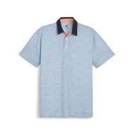 Detailed information about the product Gingham Men's Golf Pique Polo Top in White Glow/Zen Blue, Size XL, Polyester/Elastane by PUMA