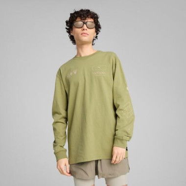 GRAPHICS Celerity Men's Long Sleeve Top in Calming Green, Size Medium, Cotton by PUMA