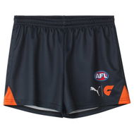 Detailed information about the product GWS Giants 2024 Menâ€™s Replica HOME Shorts in Midnight Navy/Orange Tiger/White, Size Large by PUMA