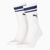 Detailed information about the product Heritage Stripe Crew Socks (2 Pairs) Unisex in White/Blue, Size 3.5
