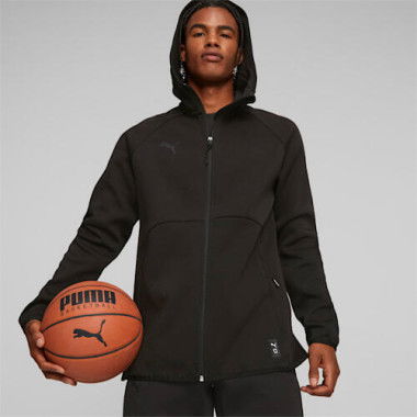 Hoops Team Basketball Dime Men's Jacket in Black, Size XL, Cotton by PUMA