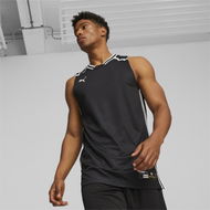 Detailed information about the product Hoops Team Men's Basketball Jersey Shirt in Black, Size Small, Polyester by PUMA