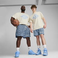 Detailed information about the product HOOPS x LAFRANCÃ‰ Mosaic Men's Shorts in Team Light Blue/Aop, Size Medium, Polyester by PUMA