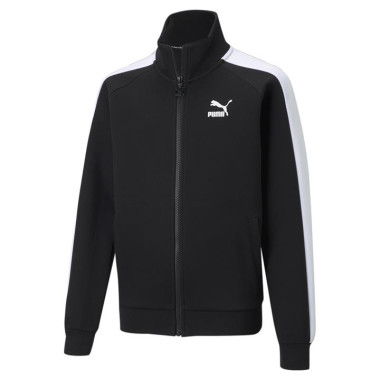 Iconic T7 Track Jacket Youth in Black/White, Size 4T, Cotton/Polyester by PUMA