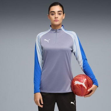 IndividualBLAZE Women's 1/4 Zip Football Top in Gray Sky/White/Royal Sapphire, Size XS, Polyester by PUMA