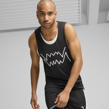 Jaws Core Men's Basketball Tank Top in Black/White, Size 2XL, Polyester by PUMA