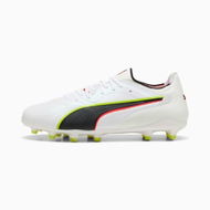 Detailed information about the product KING 20 ULTIMATE FG/AG Unisex Football Boots in White/Glowing Red/Yellow Alert, Size 4, Textile by PUMA Shoes