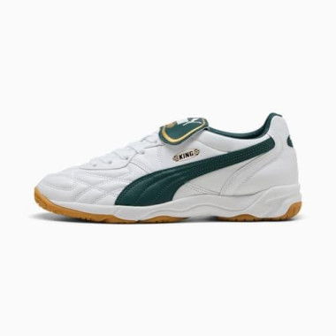 King Indoor Unisex Sneakers in White/Green Terrain, Size 4, Synthetic by PUMA