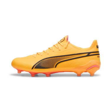 KING ULTIMATE FG/AG Unisex Football Boots in Sun Stream/Black/Sunset Glow, Size 14, Textile by PUMA Shoes