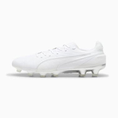 KING ULTIMATE HG Men's Football Boots in White/Silver, Size 8, Textile by PUMA Shoes