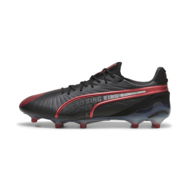 Detailed information about the product KING ULTIMATE Launch Edition FG/AG Unisex Football Boots in Black/Rosso Corsa, Size 11.5, Textile by PUMA Shoes
