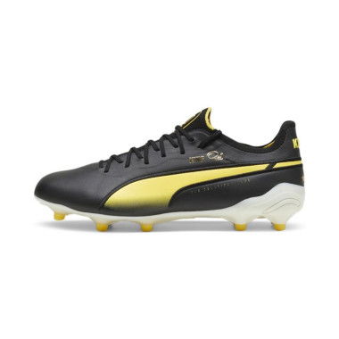 KING ULTIMATE PelÃ© FG/AG Unisex Football Boots in Black/White/PelÃ© Yellow, Size 12, Synthetic by PUMA Shoes