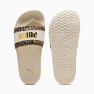 Detailed information about the product Leadcat 2.0 Animal Flair Women's Slides in Alpine Snow/Gold, Size 7, Synthetic by PUMA