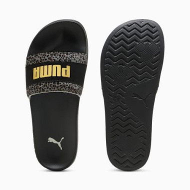 Leadcat 2.0 Animal Flair Women's Slides in Black/Gold, Size 6, Synthetic by PUMA
