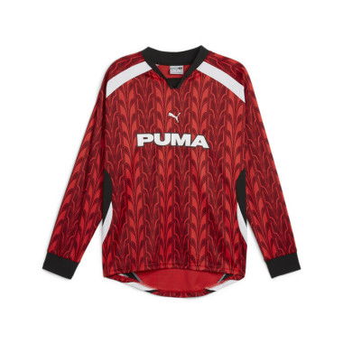 Long Sleeve Unisex Football Jersey Shirt in Intense Red/Aop, Size Large, Polyester by PUMA