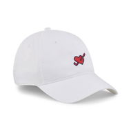 Detailed information about the product Love Golf Dad Cap in White Glow/Strong Red, Cotton by PUMA