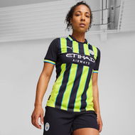 Detailed information about the product Manchester City 24/25 Away Women's Jersey Shirt in New Navy/Yellow Glow, Size XS, Polyester by PUMA