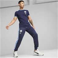 Detailed information about the product Manchester City F.C. ftblHeritage T7 Men's Track Pants in Navy/Team Light Blue, Size Medium, Polyester/Cotton by PUMA