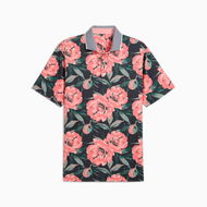 Detailed information about the product MATTR Beautiful Game Men's Golf Polo Top in Deep Navy/Red Fire, Size Small by PUMA