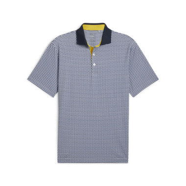 MATTR Century Men's Golf Polo Top in Deep Navy/PelÃ© Yellow, Size Small, Polyester/Elastane by PUMA