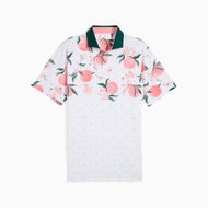 Detailed information about the product MATTR Freshly Picked Men's Golf Polo Top in White Glow/Pink Fruit, Size Small by PUMA